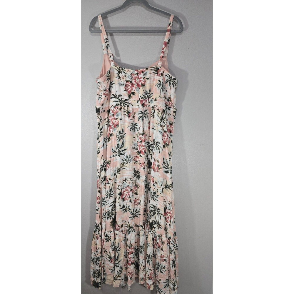 Torrid Pink Tropical Hibiscus Lenny Tiered Maxi Dress Sleeveless Plus Size 1 BL - Picture 6 of 10